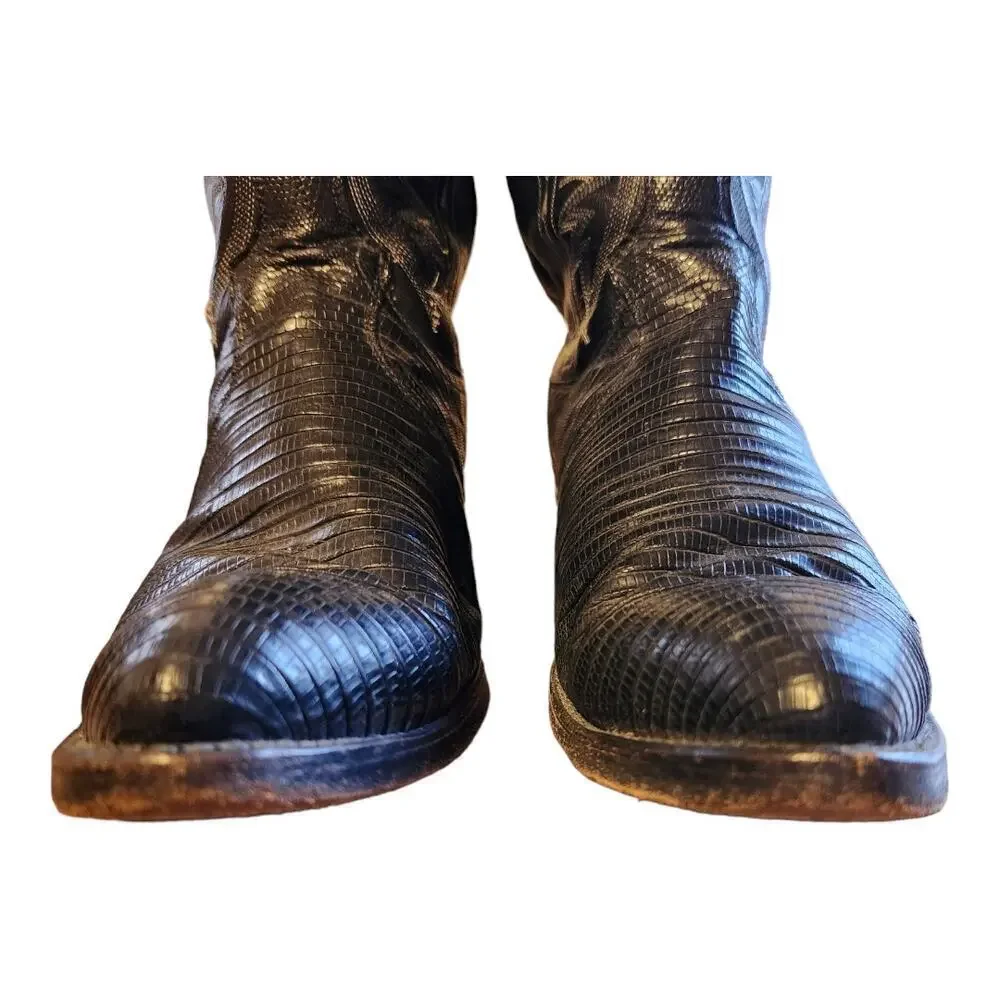 Dan Post‎ Teju exotic cowboy boots sz 10D lizard skin/ leather shaft style 16830